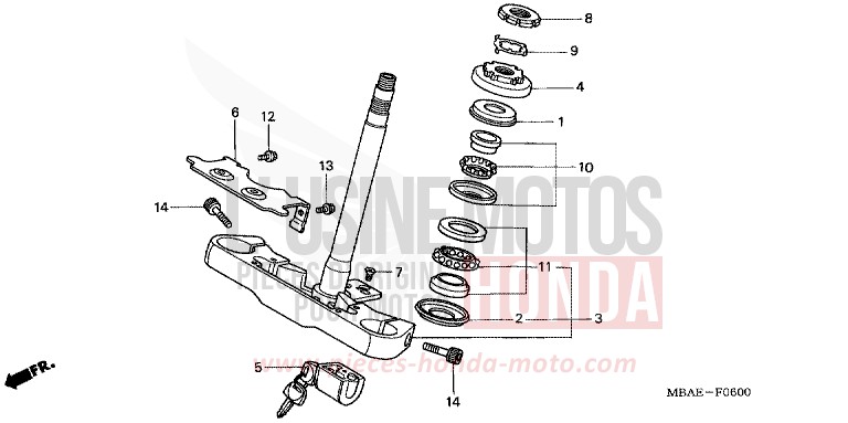 TIGE DE DIRECTION de Shadow Aero NOIR (NH1X) de 2001